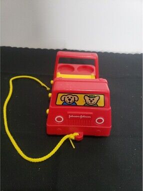 Johnson & Johnson Roller Car Vintage Red & Yellow Vintage 1982